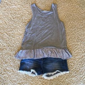 Lace-trimmed shorts and tank